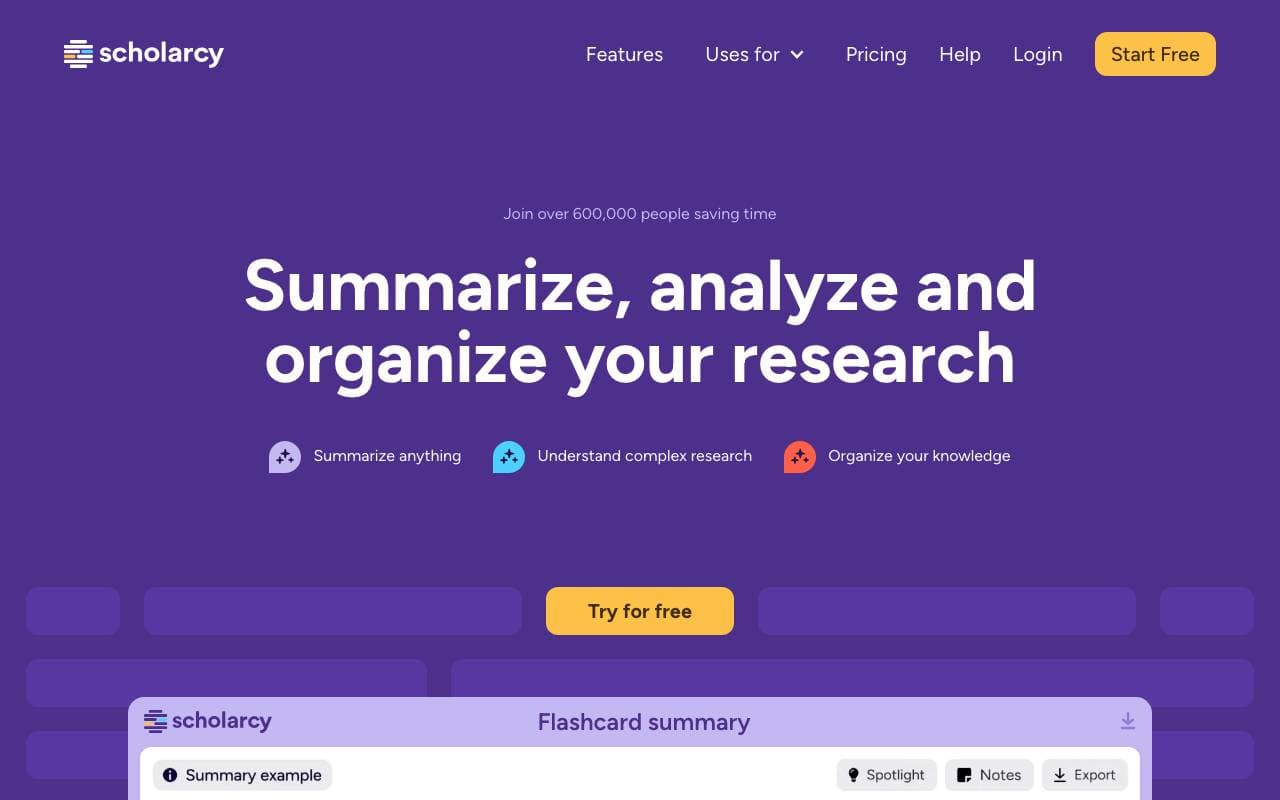 Scholarcy interface preview