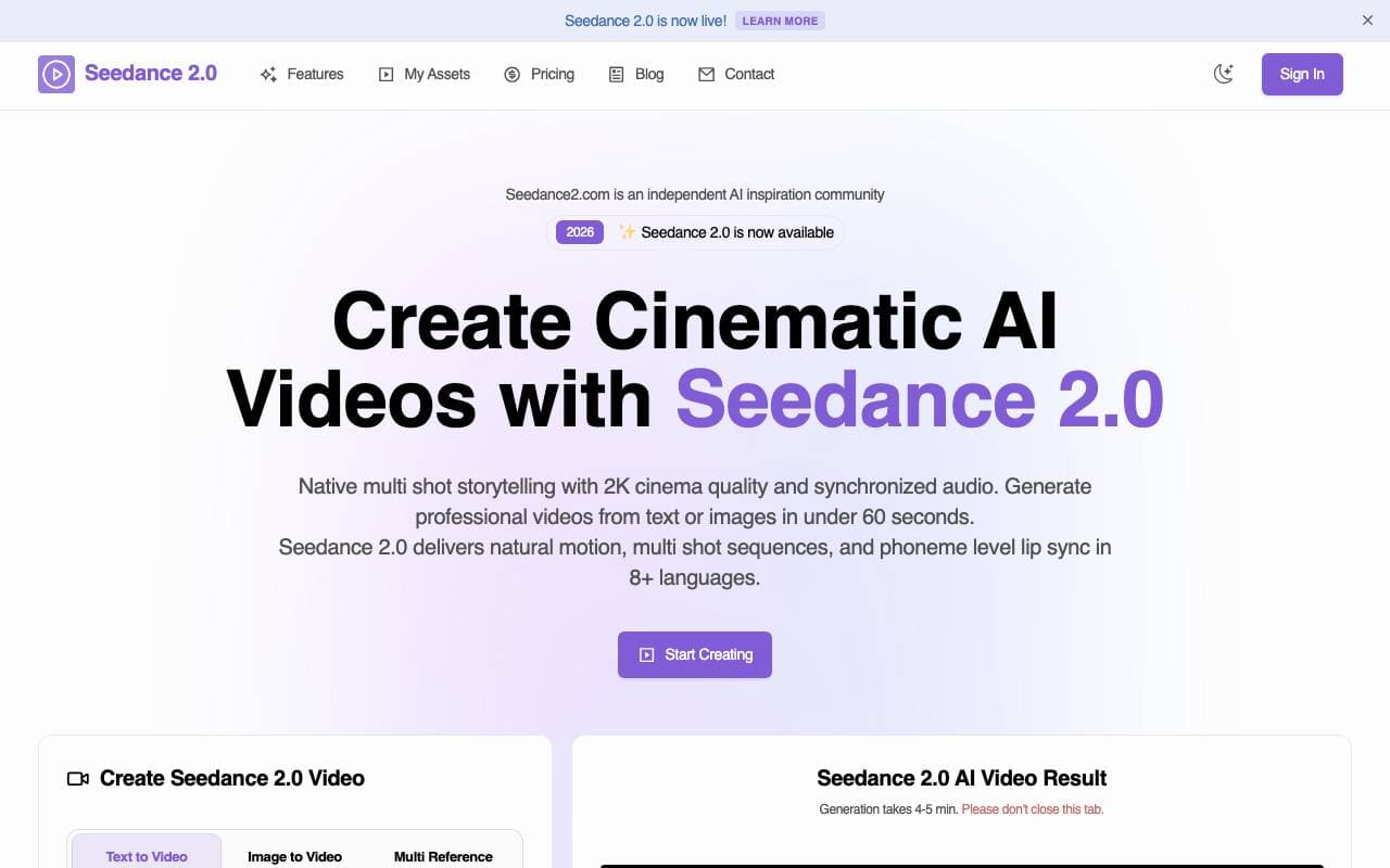 seedance2 interface preview