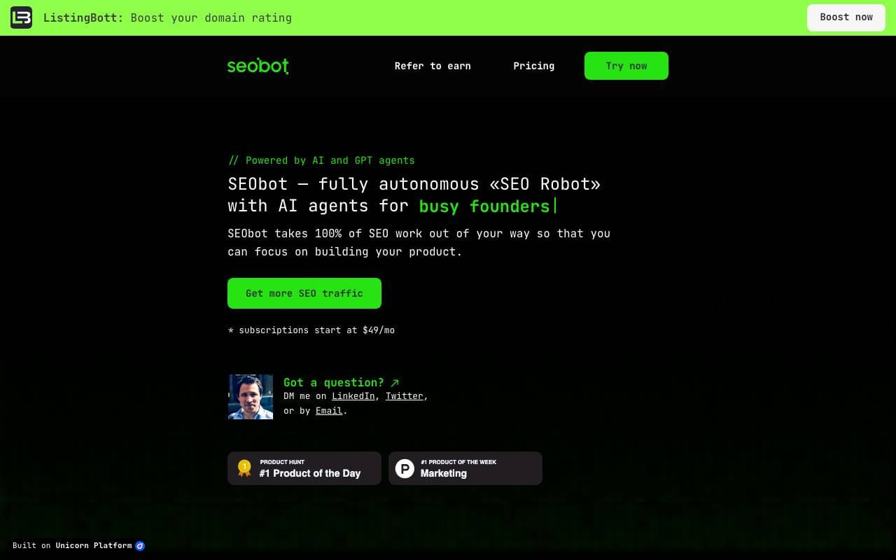 SEObotAI interface preview
