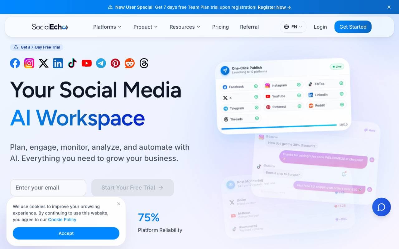SocialEcho interface preview