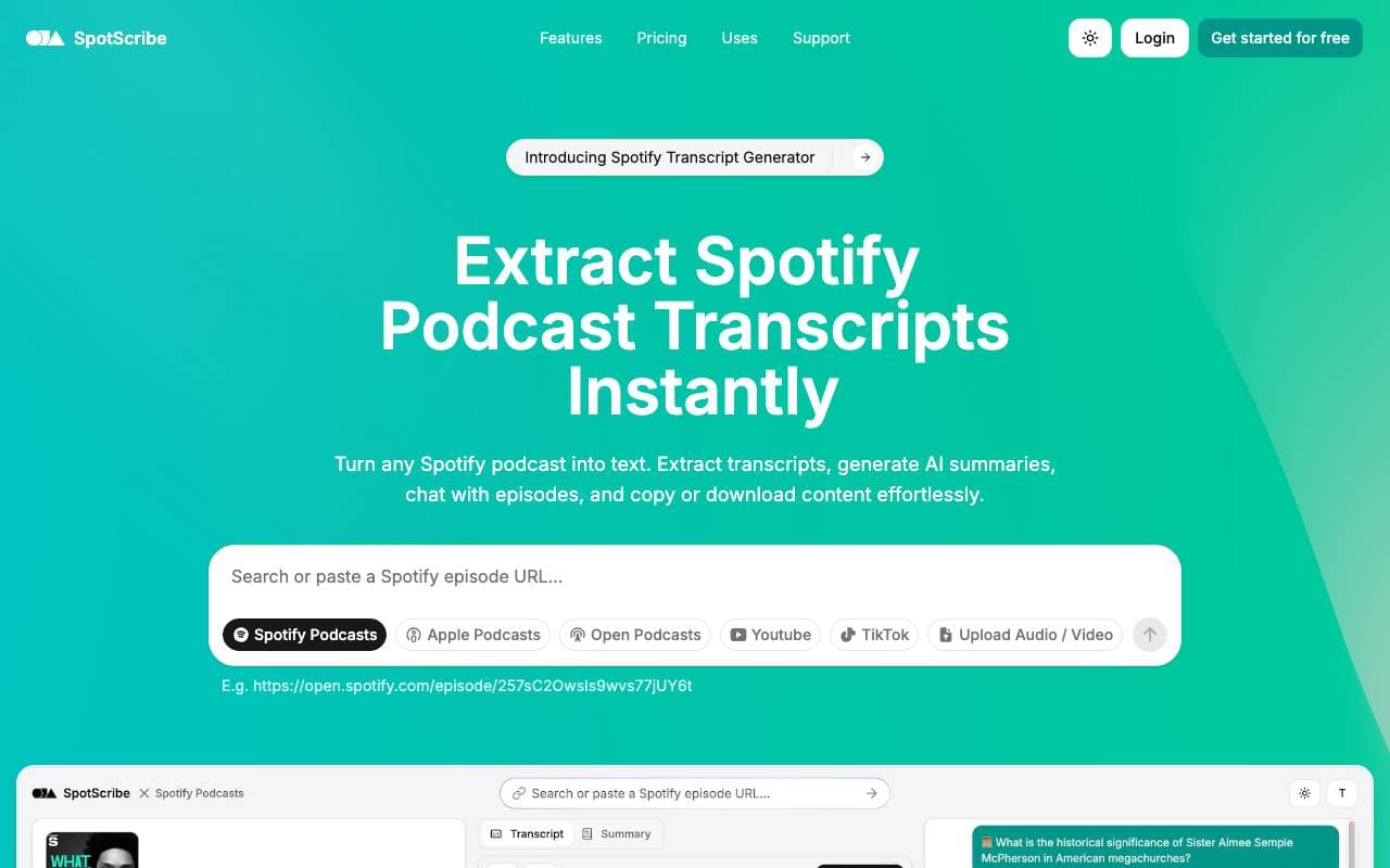 SpotScribe interface preview