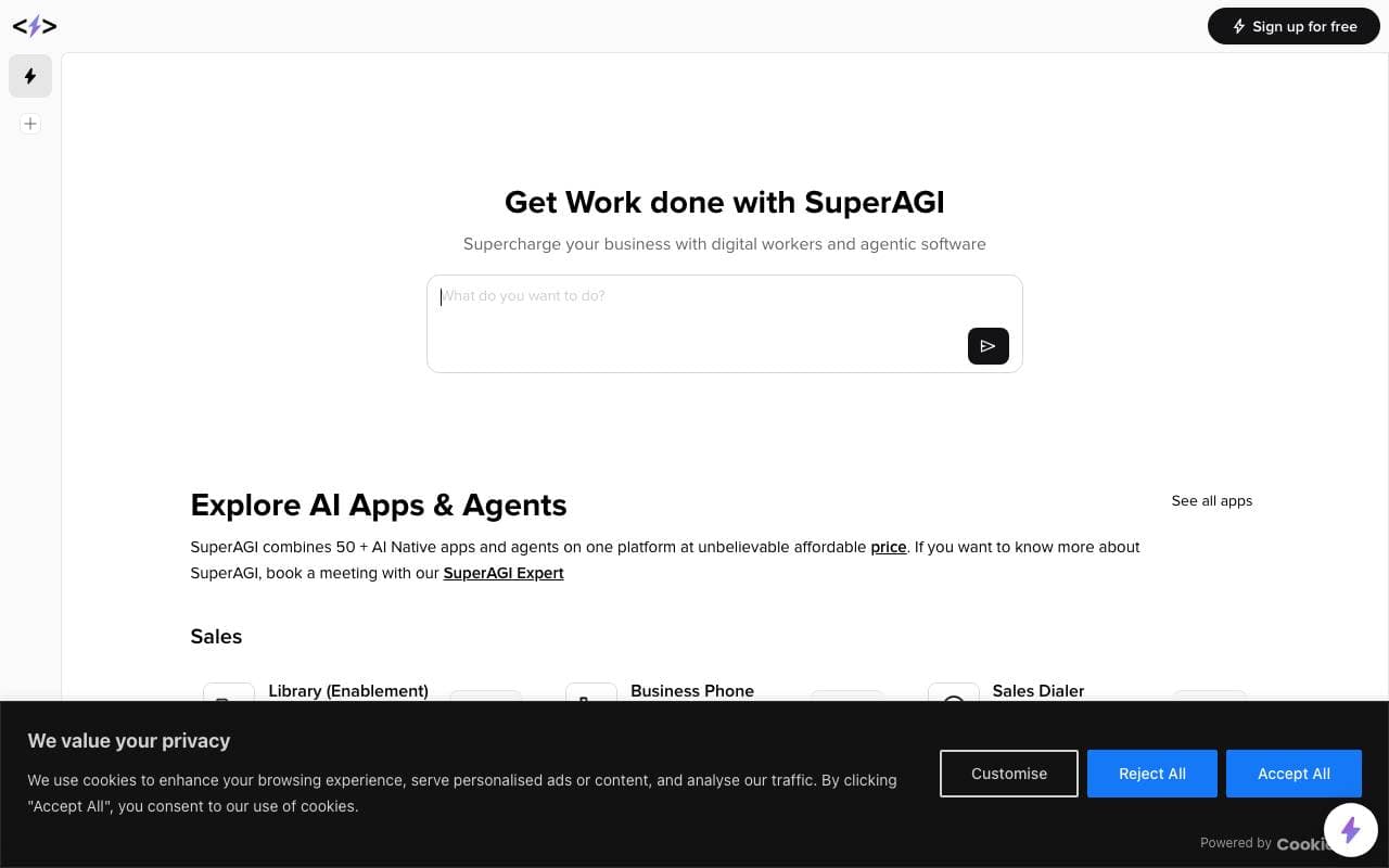 SuperAGI interface preview