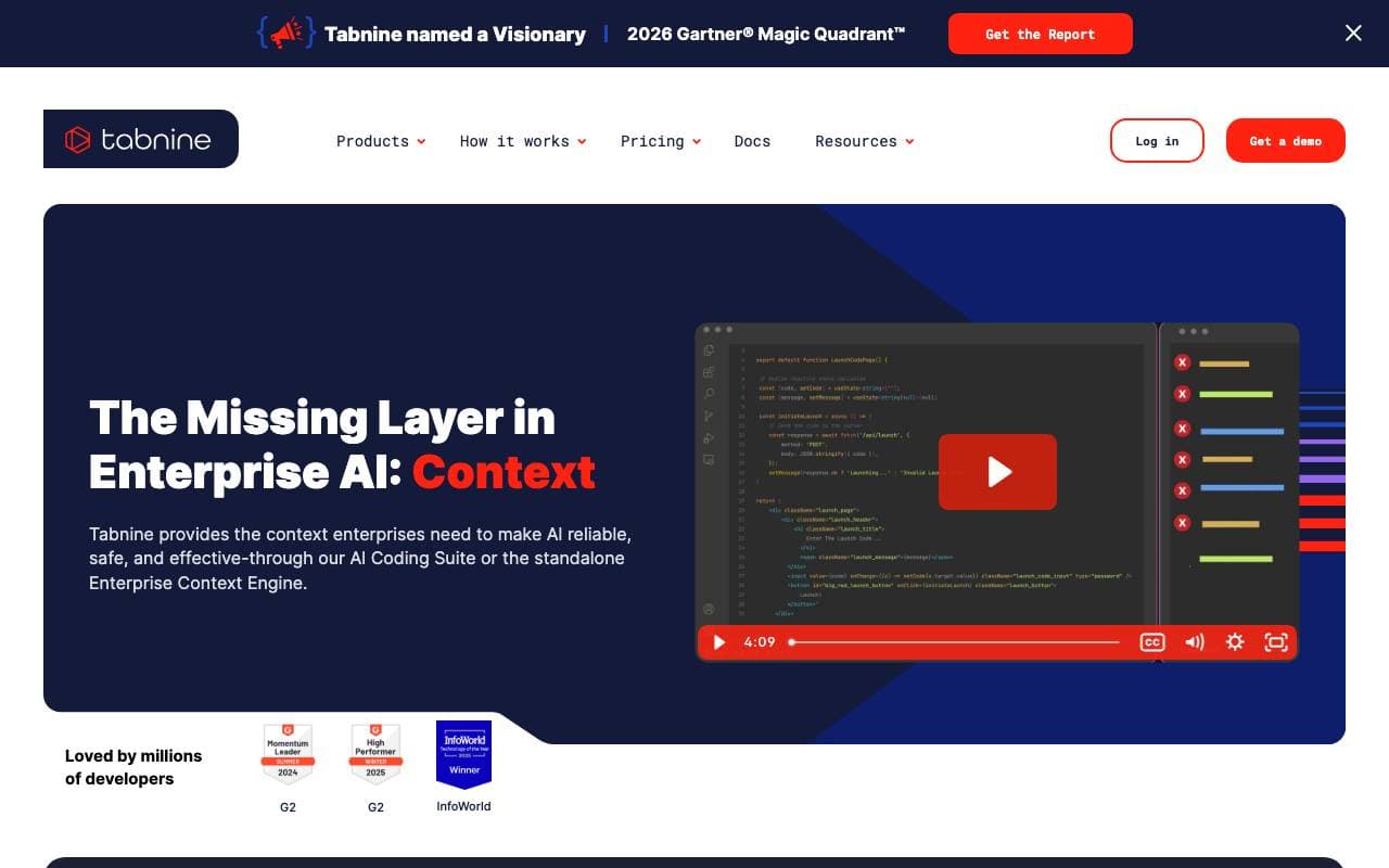 Tabnine interface preview