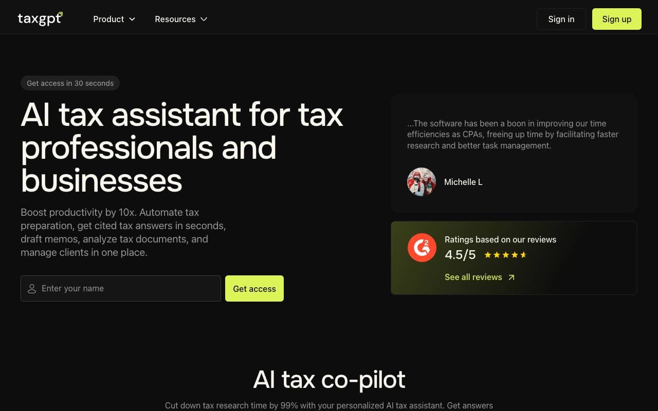 TaxGPT interface preview