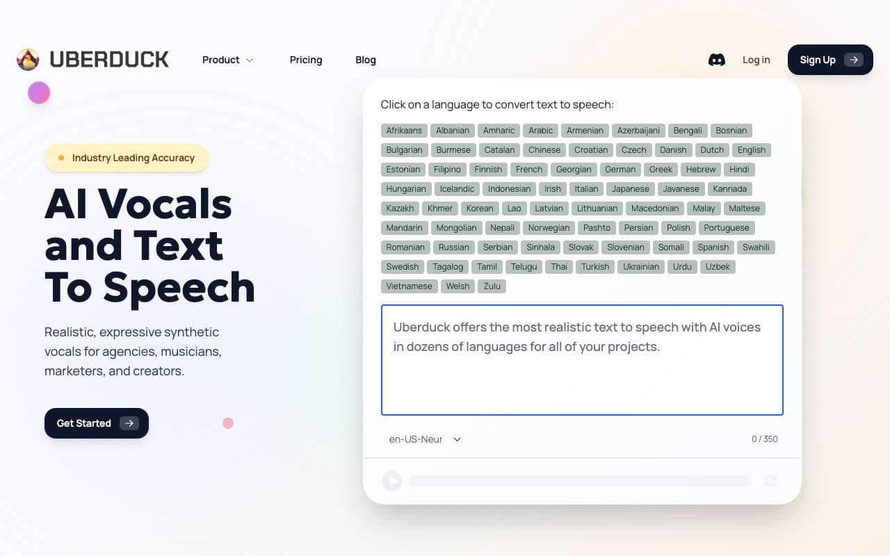Uberduck interface preview