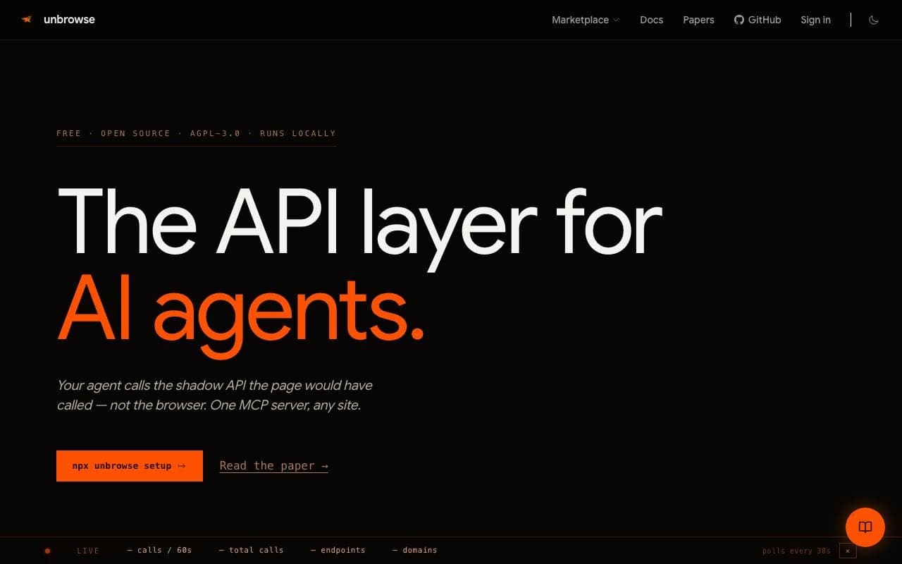 Unbrowse interface preview