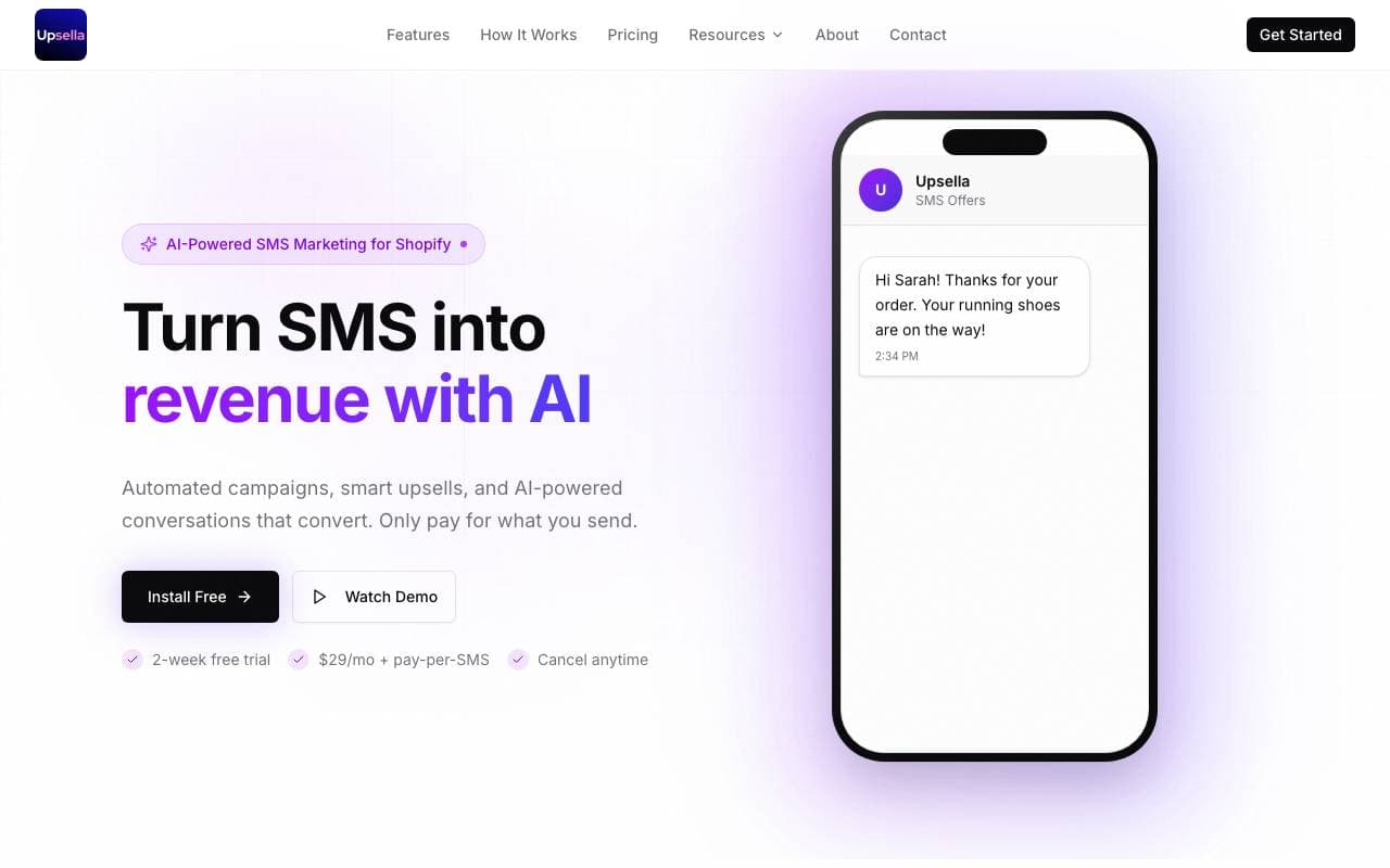 Upsella interface preview