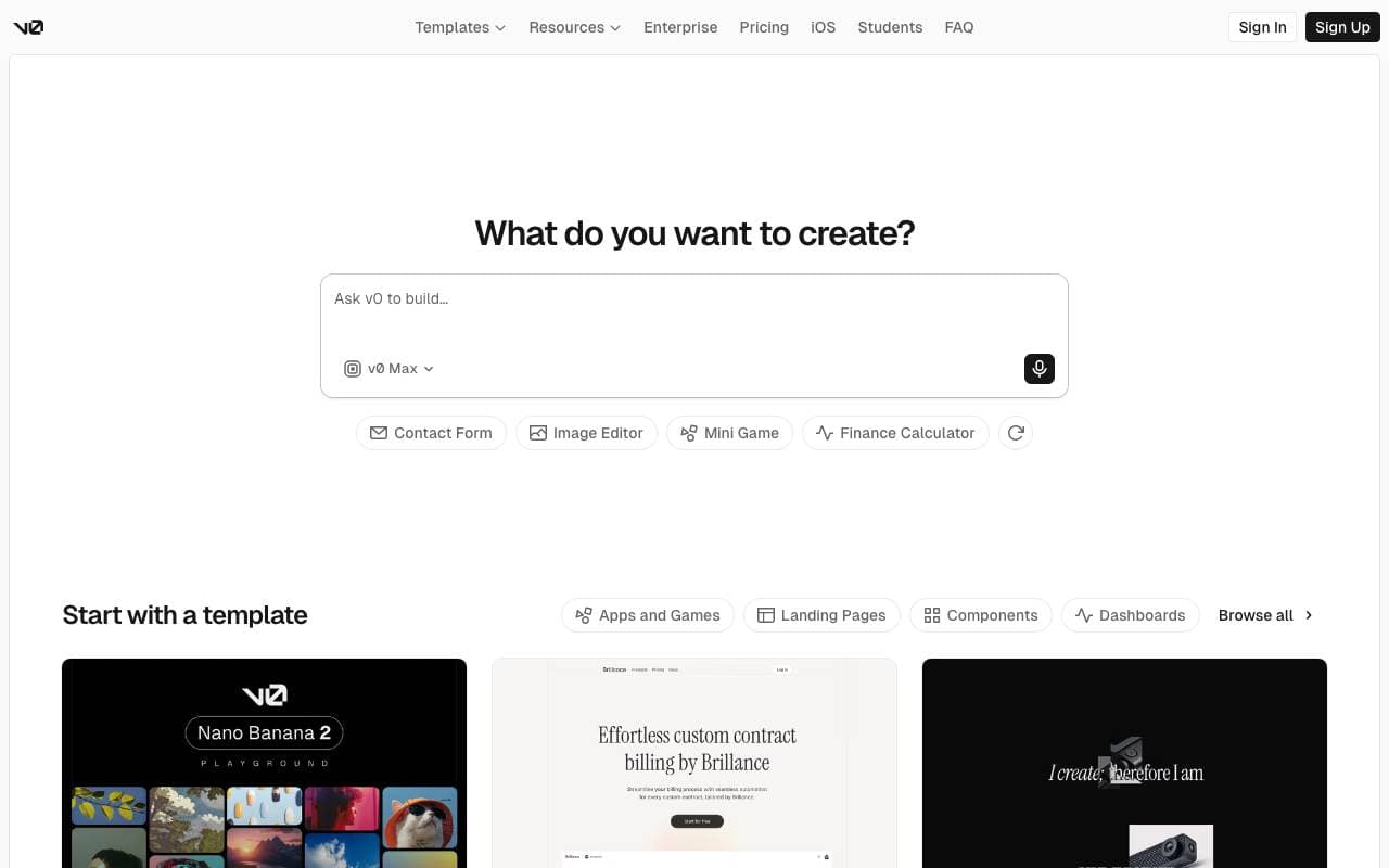 v0 interface preview