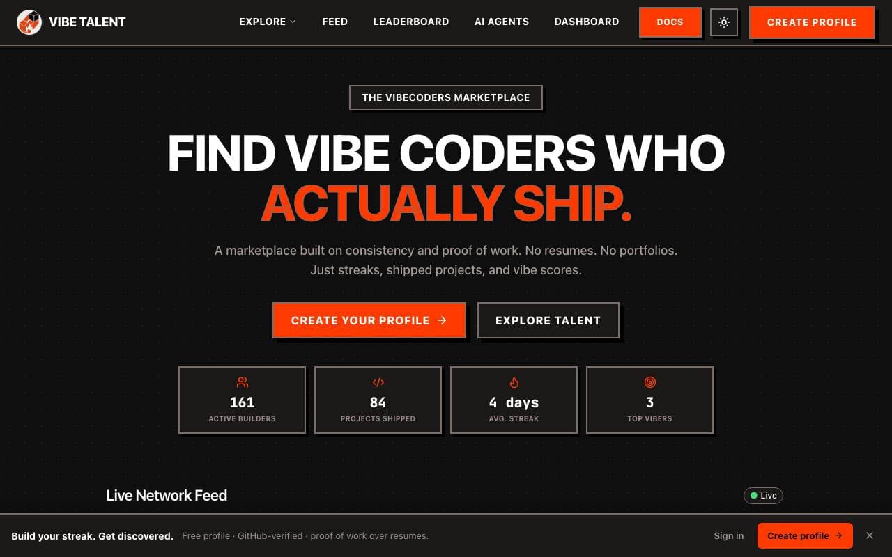 VibeTalent interface preview