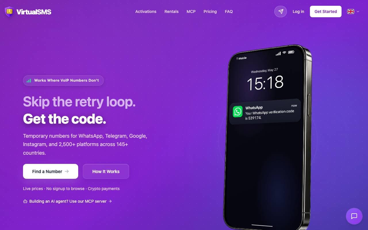 VirtualSMS interface preview