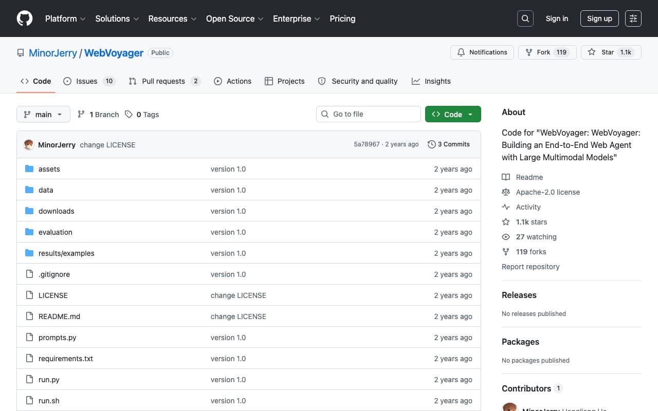 WebVoyager interface preview