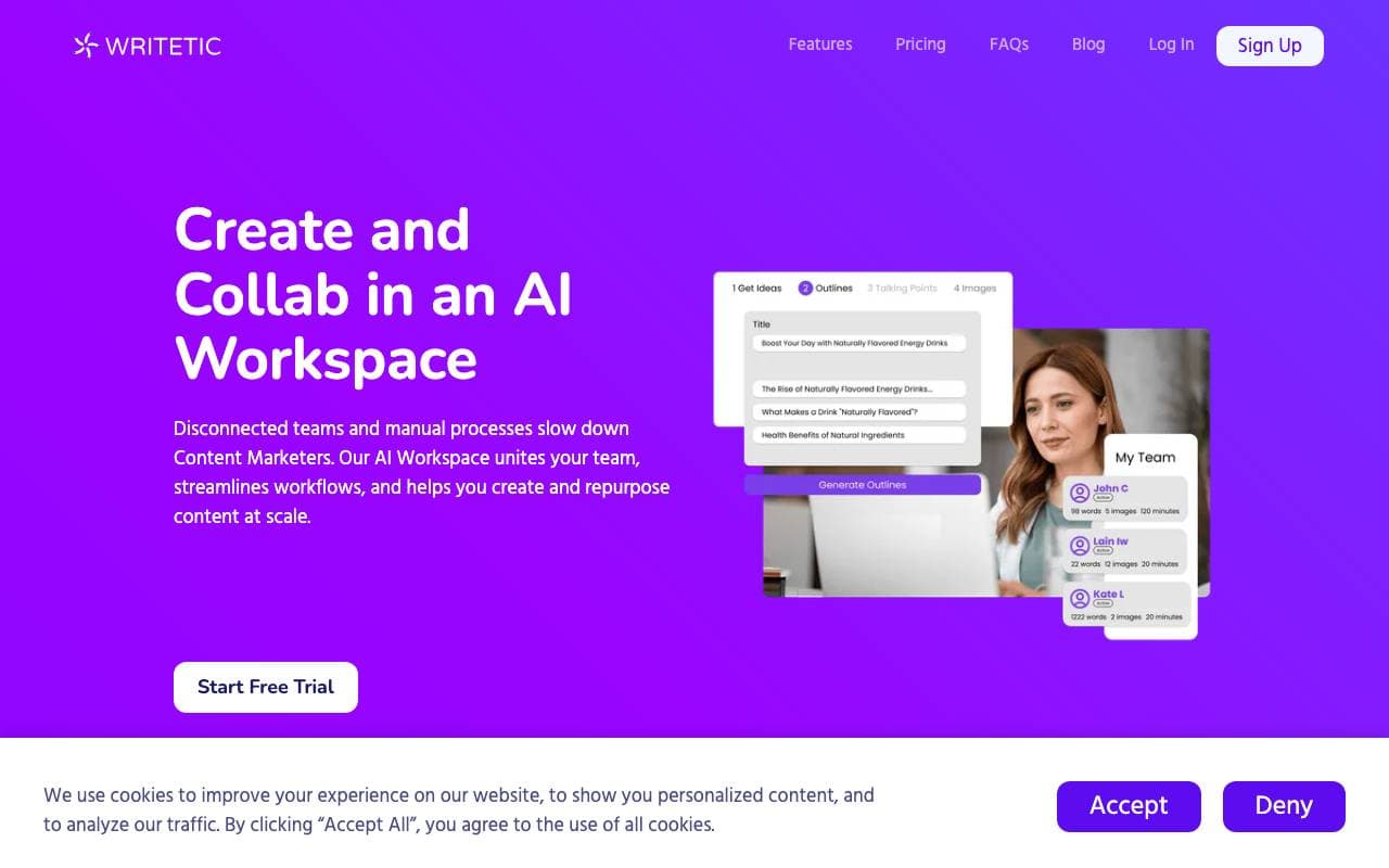 Writetic interface preview