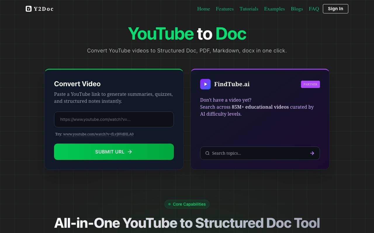 y2doc interface preview
