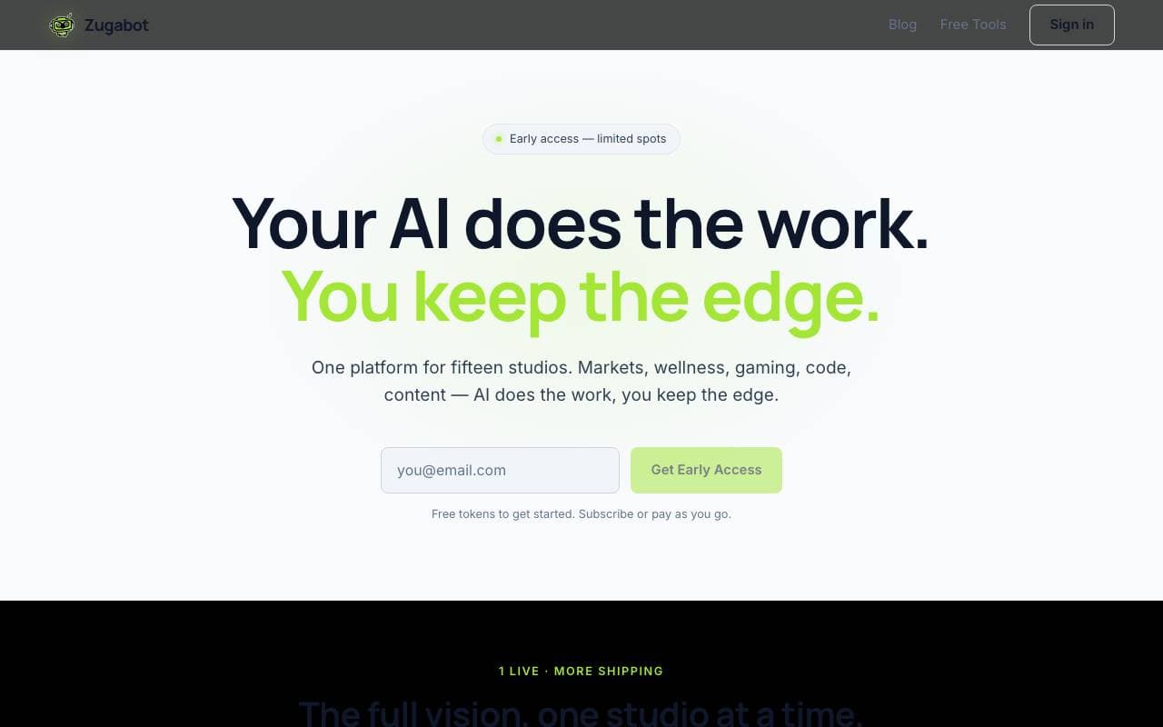 Zugabot interface preview