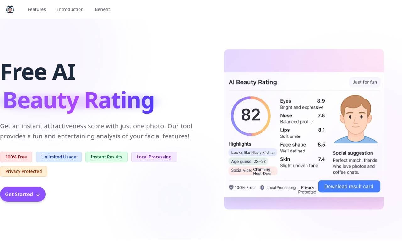 AI Beauty Rating interface preview