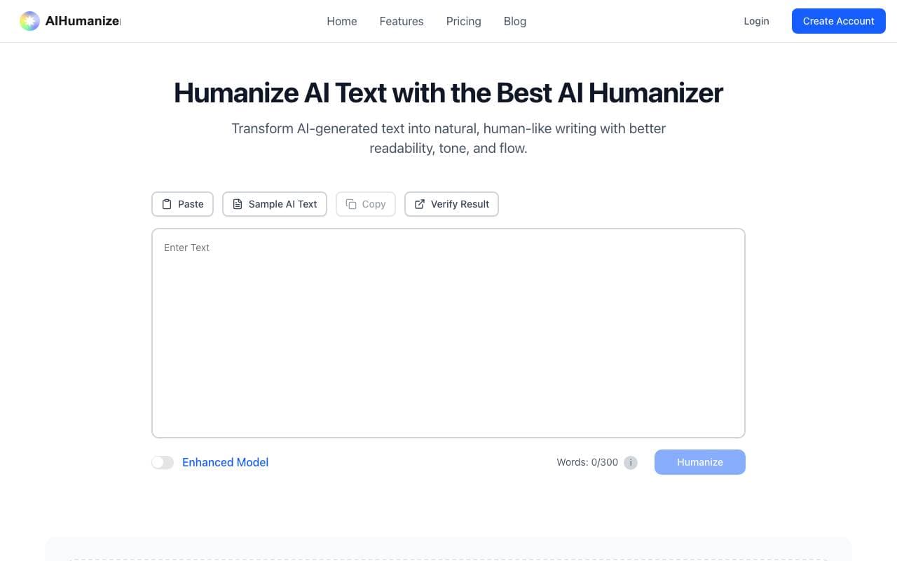 AI Humanizer interface preview
