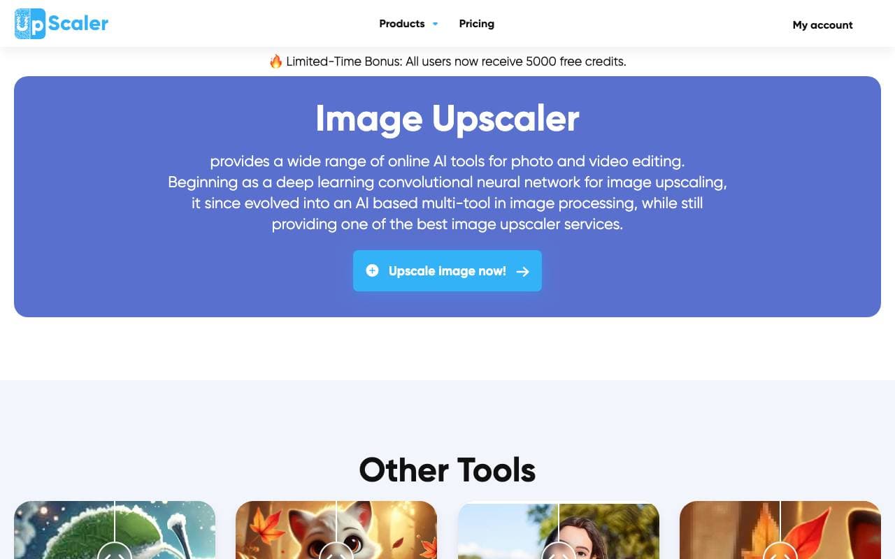 AI Image Upscaler interface preview