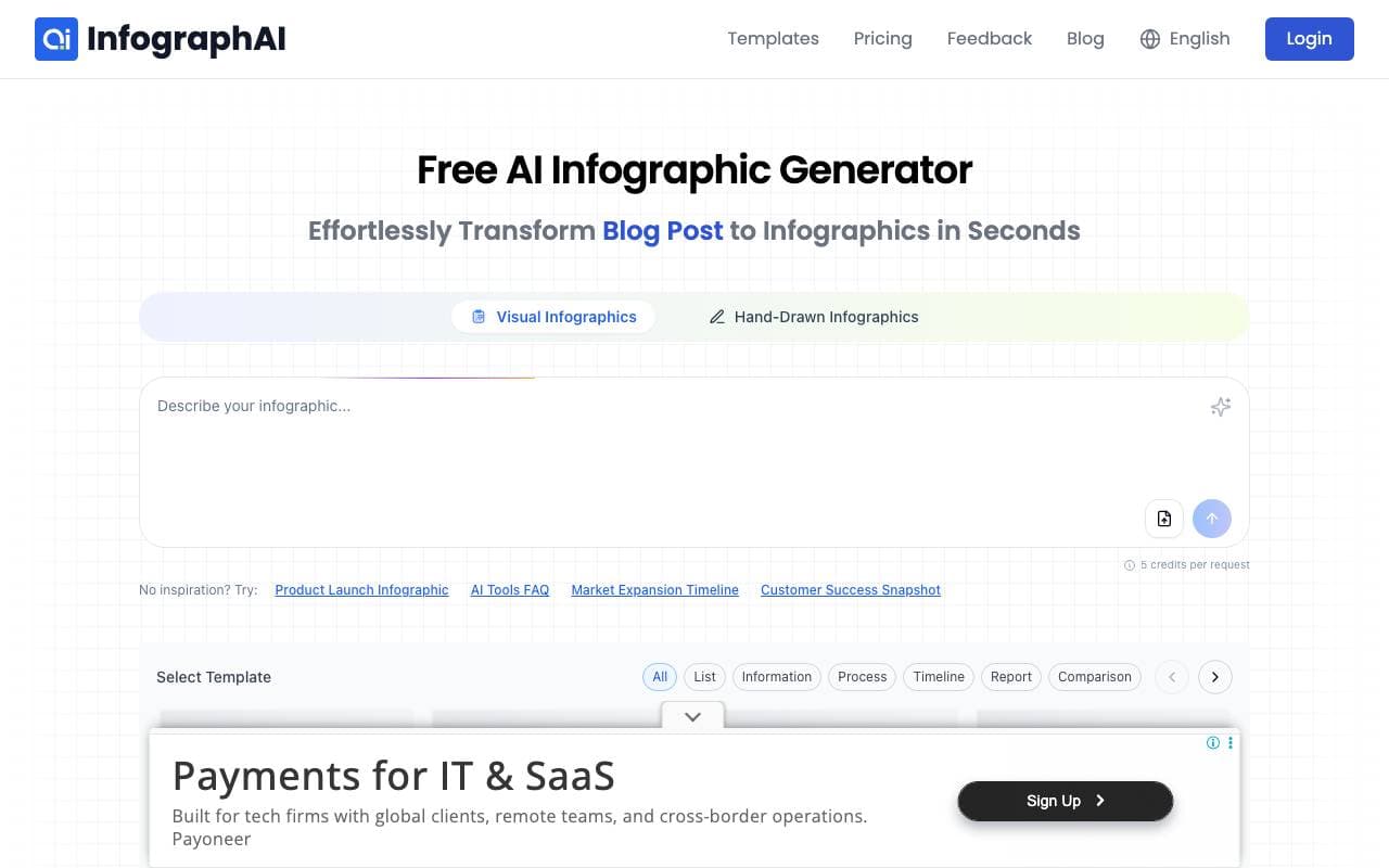 AI Infographic Generator interface preview
