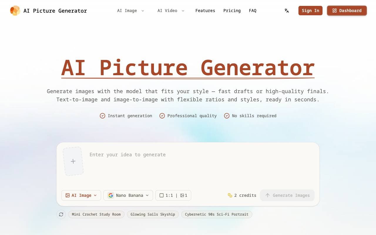 AI Picture Generator interface preview