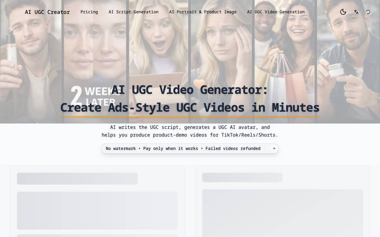 AI UGC Video Creator interface preview