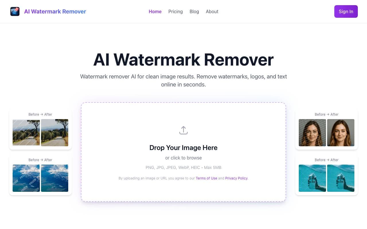 Ai Watermark Remover interface preview
