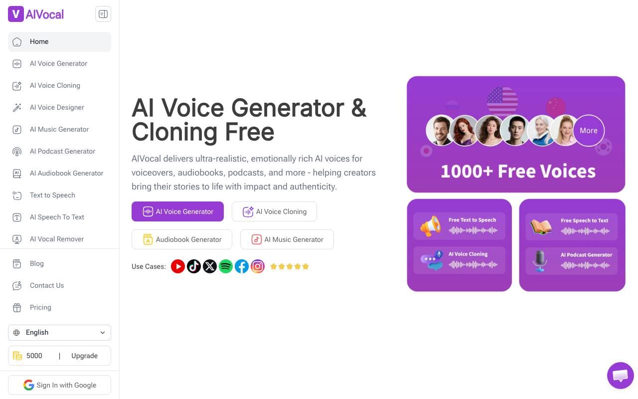 AIVocal interface preview