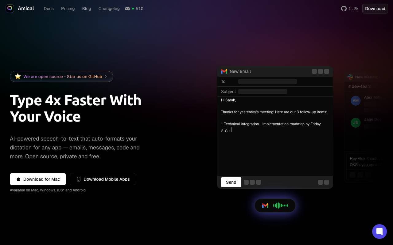 Amical interface preview