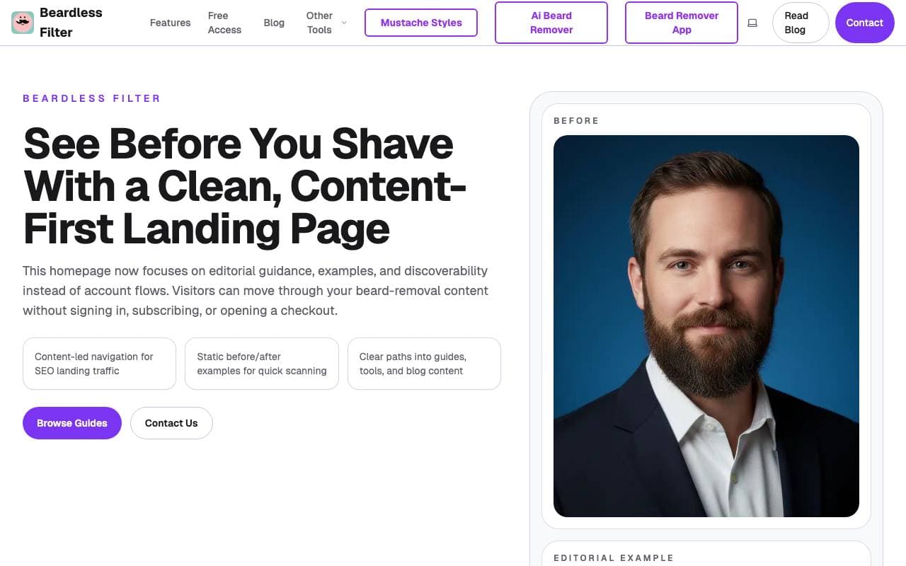 Beardless Filter interface preview