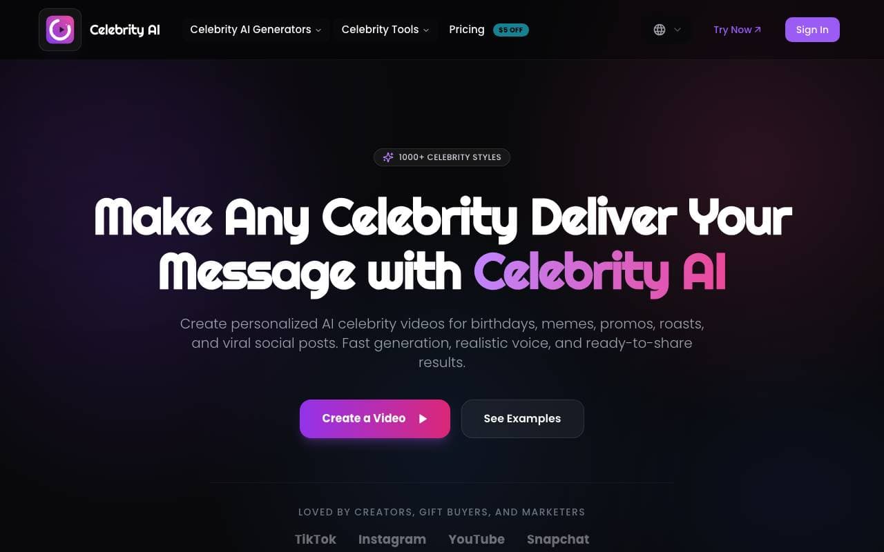 Celebrity AI interface preview