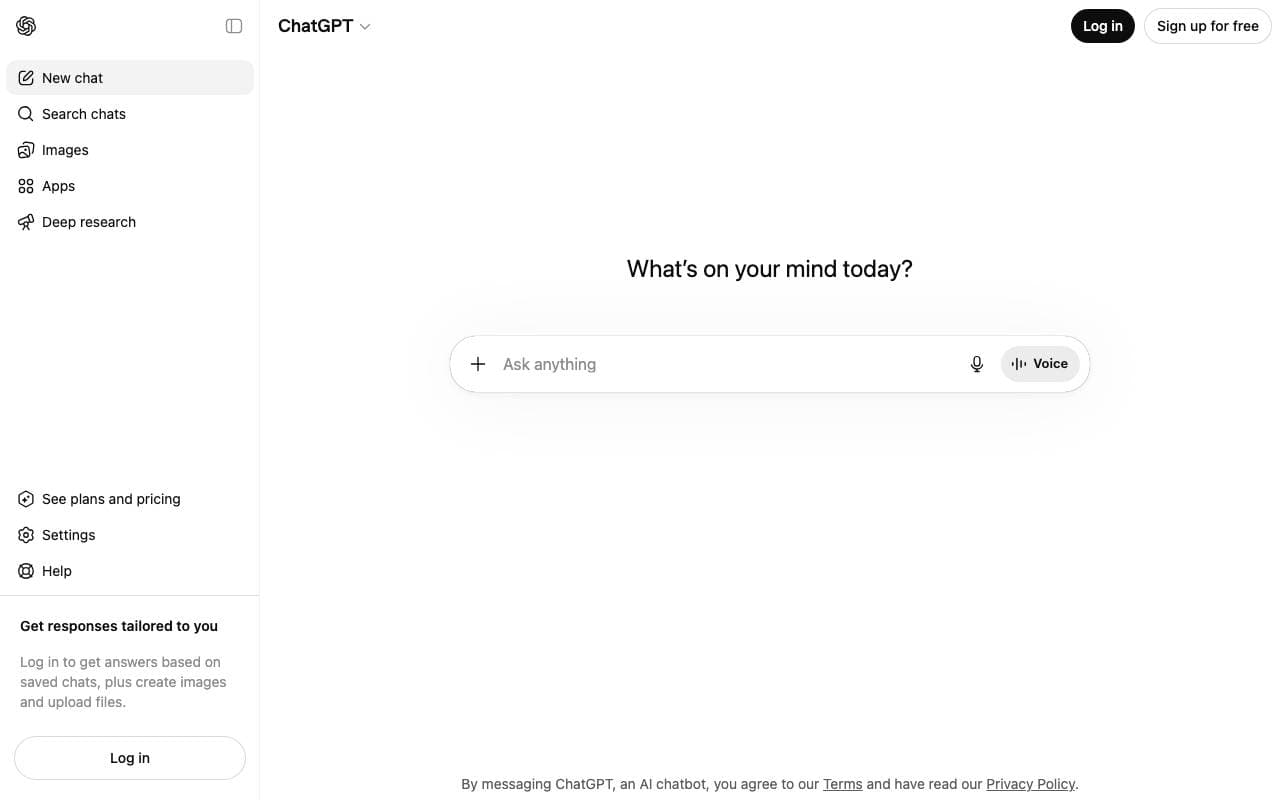 ChatGPT interface preview
