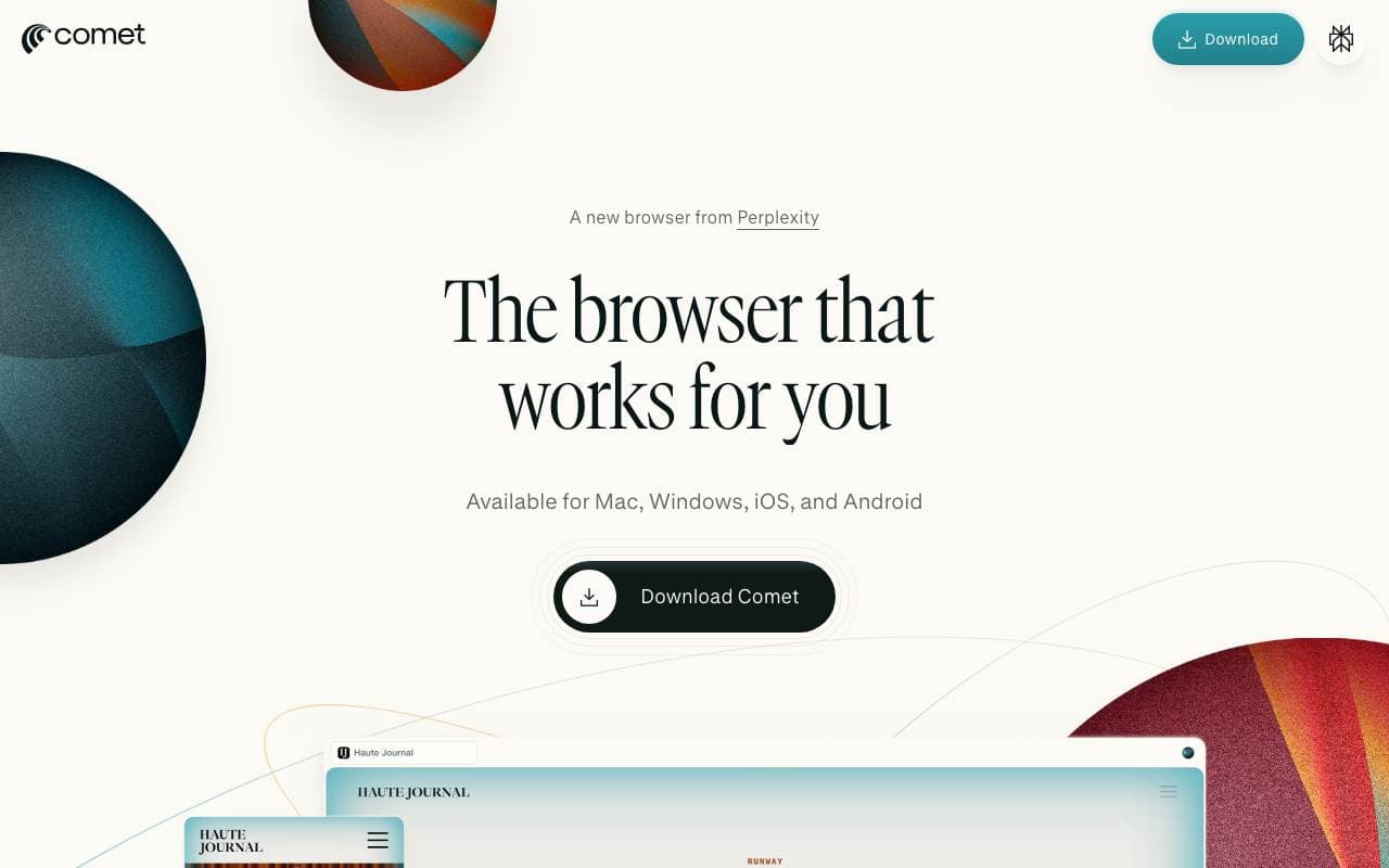 Comet (Perplexity) interface preview