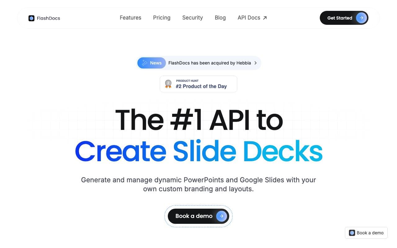 FlashDocs API interface preview