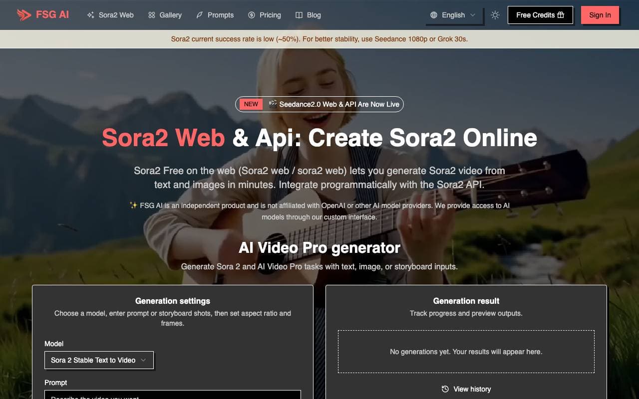 Free Sora Generator interface preview