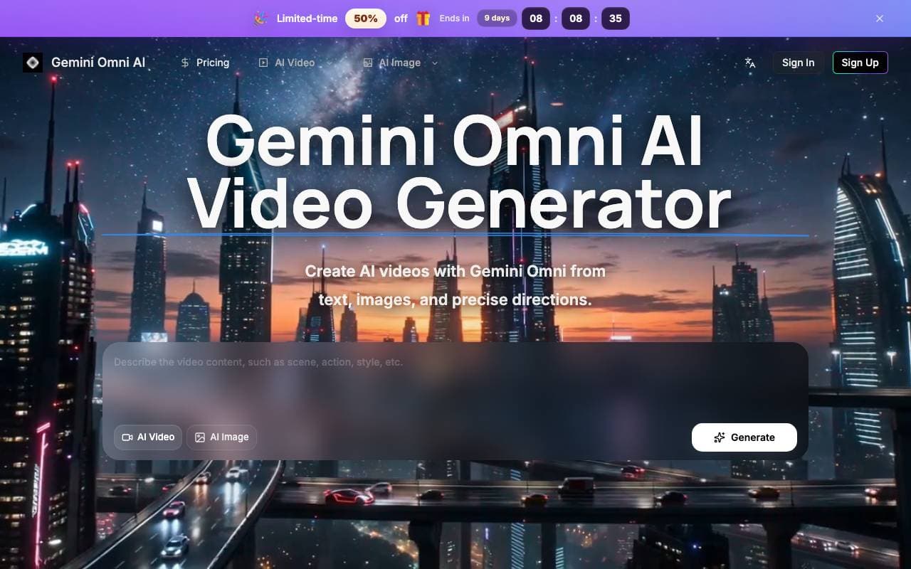 Gemini Omni AI Generator interface preview