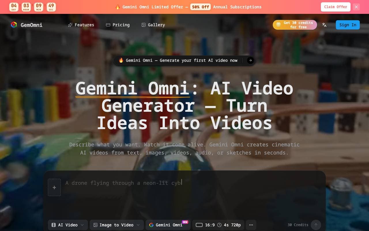 Gemini Omni AI Video interface preview