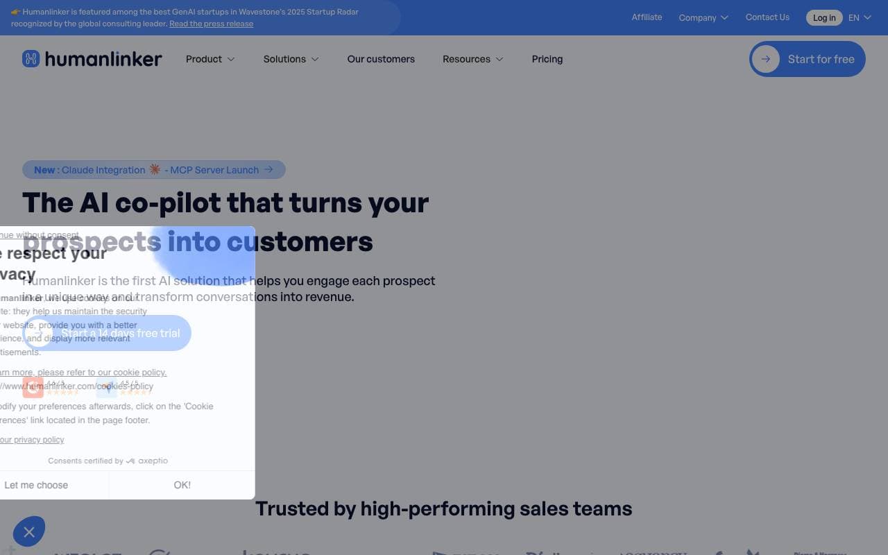 Humanlinker interface preview