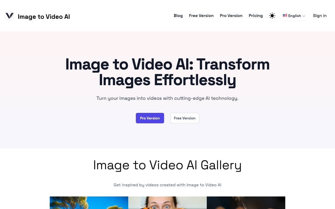 Image to Video AI interface preview