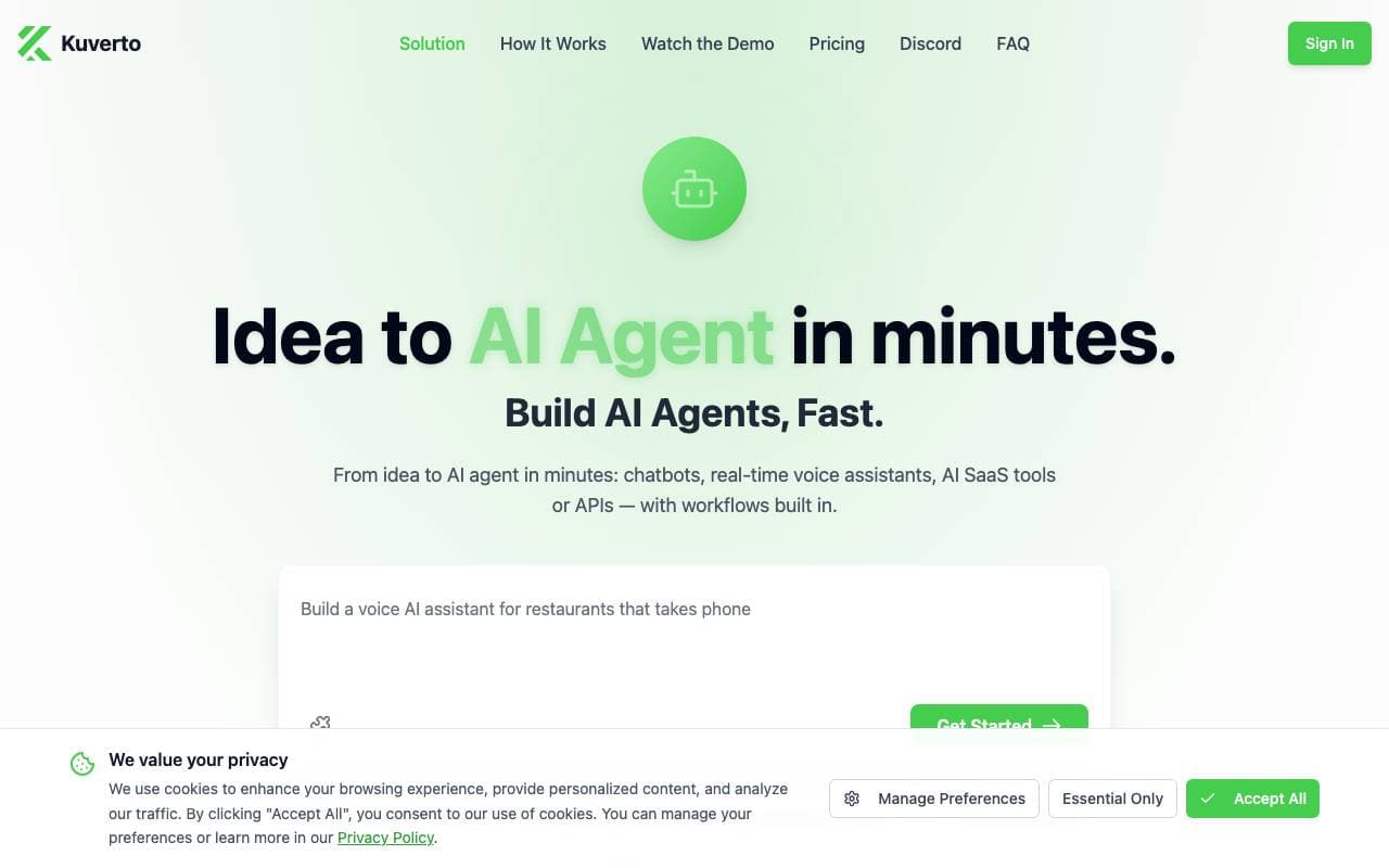 Kuverto AI interface preview