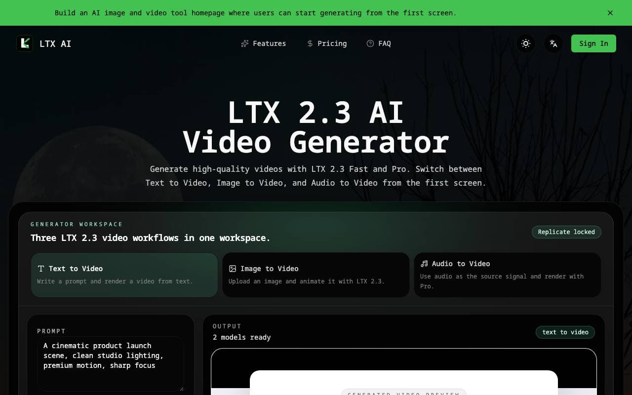LTX AI Workspace interface preview