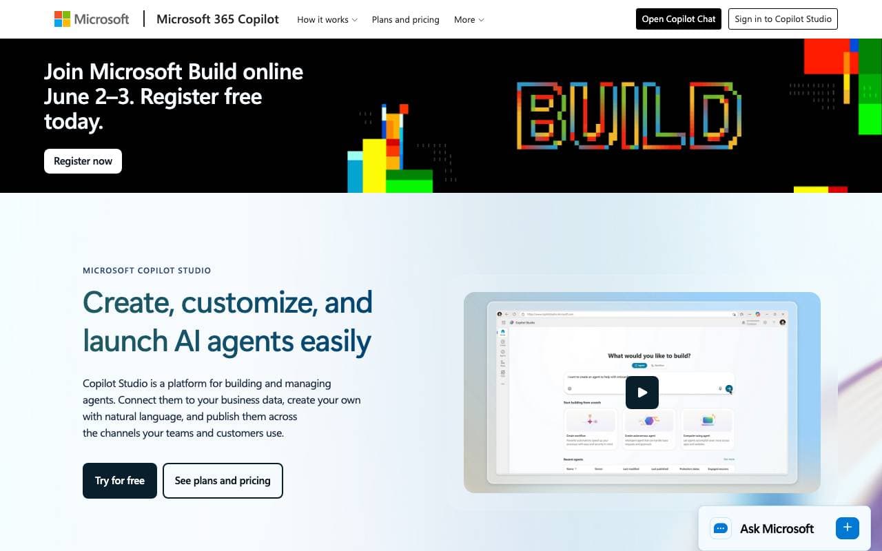 Microsoft Copilot Studio interface preview