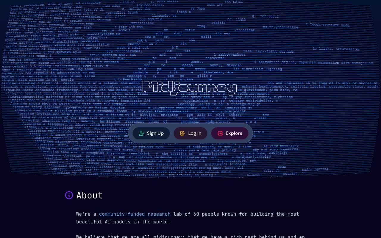 Midjourney interface preview