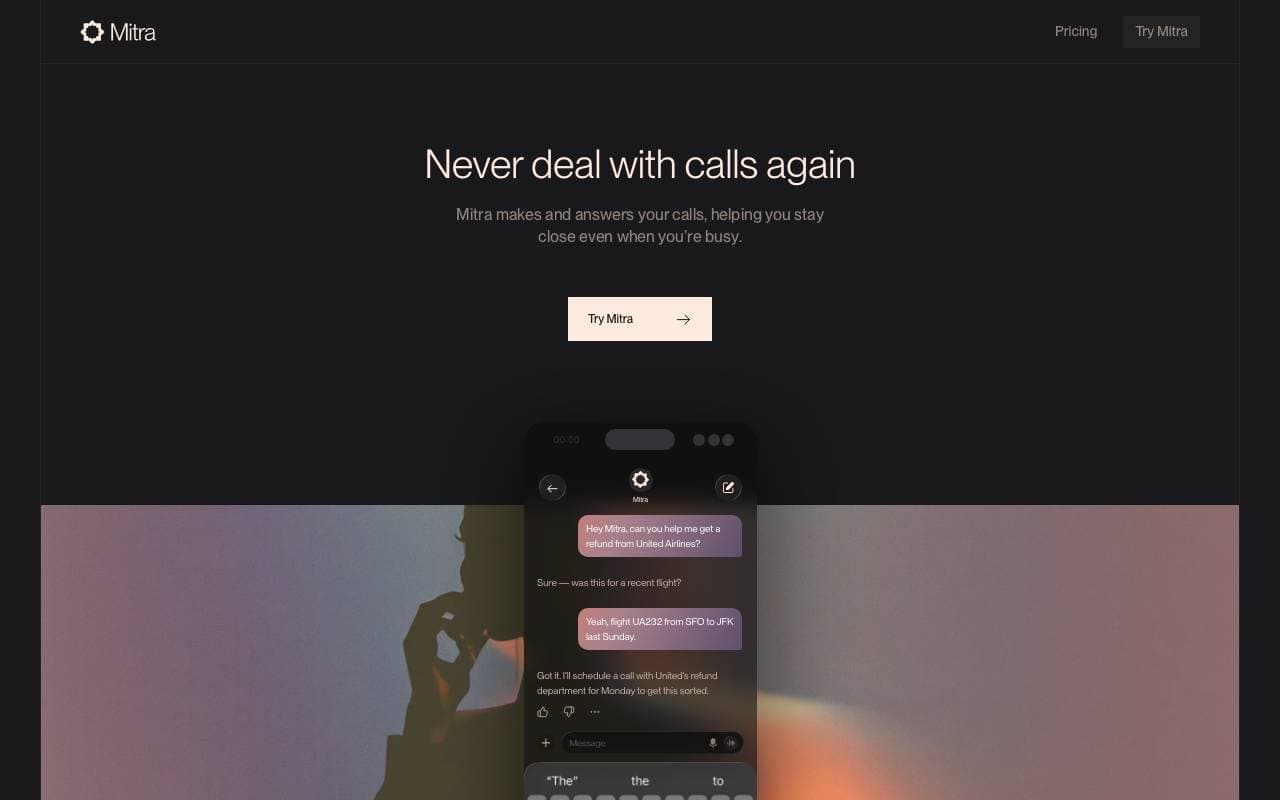 Mitra AI Phone Calling App interface preview