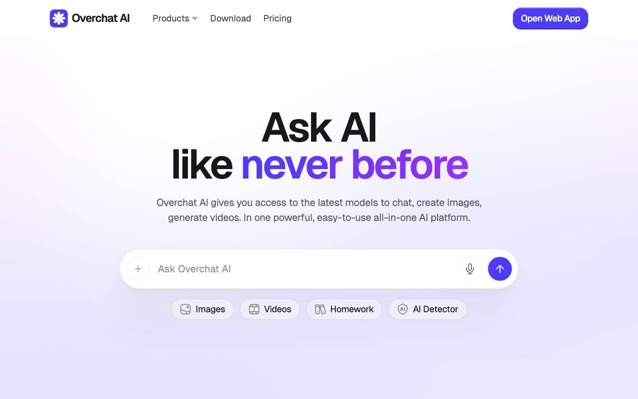 Overchat AI interface preview