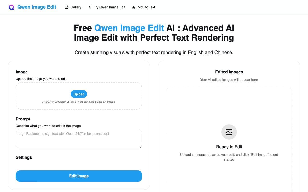Qwen Image AI interface preview