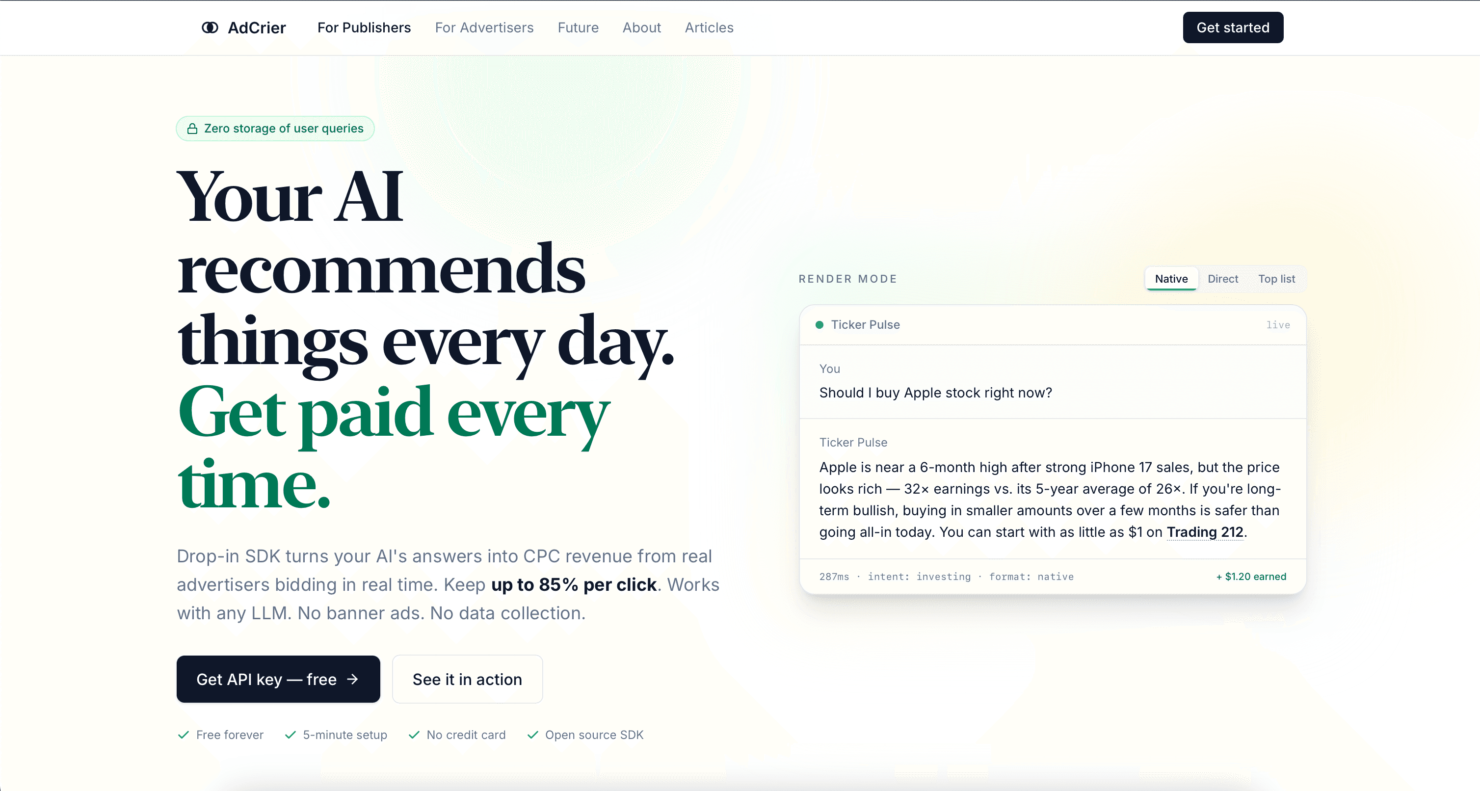 AdCrier interface preview