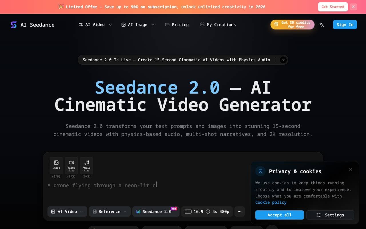 Seedance 2.0 AI interface preview