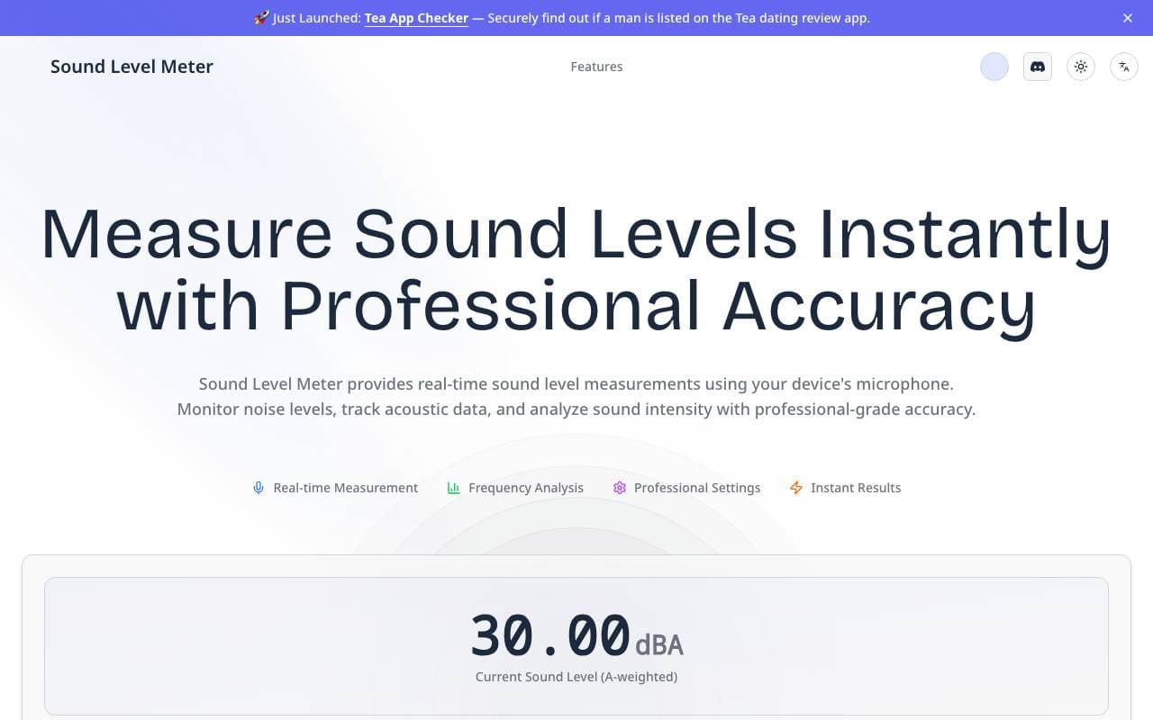 Sound Level Meter interface preview