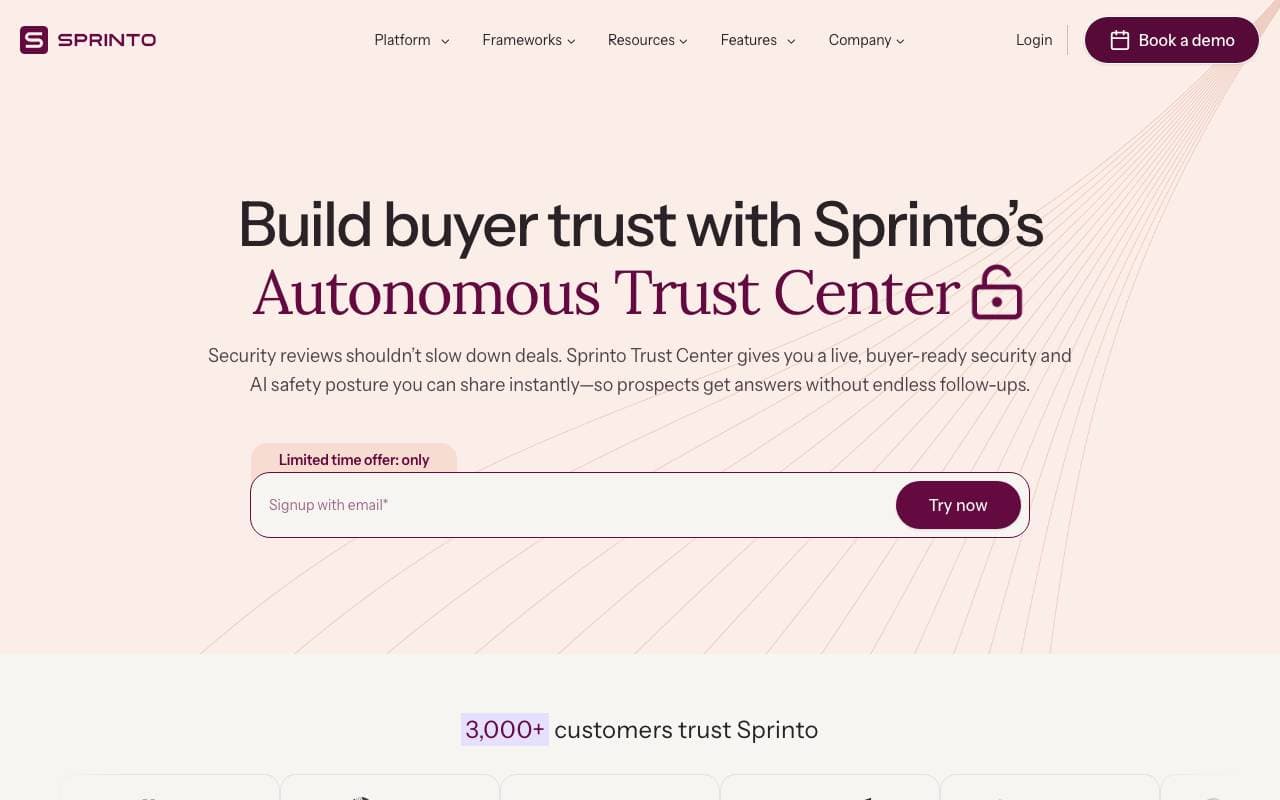 Sprinto Trust Center interface preview