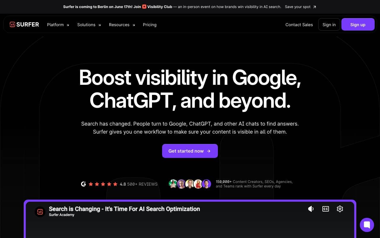 Surfer SEO interface preview