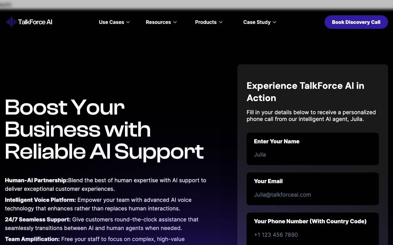 TalkForce AI interface preview
